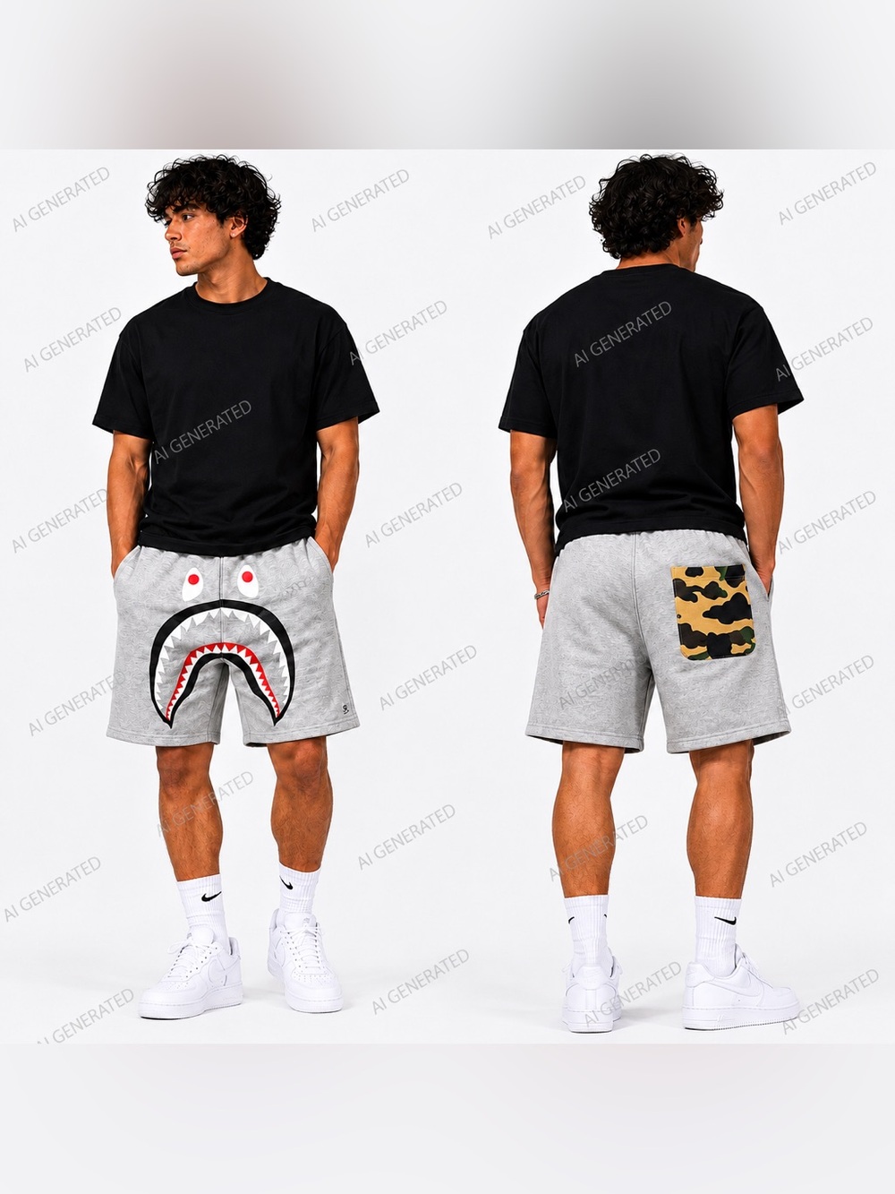 BAPE Shark Camo Back Pocket Sweat Shorts Men’s Size S